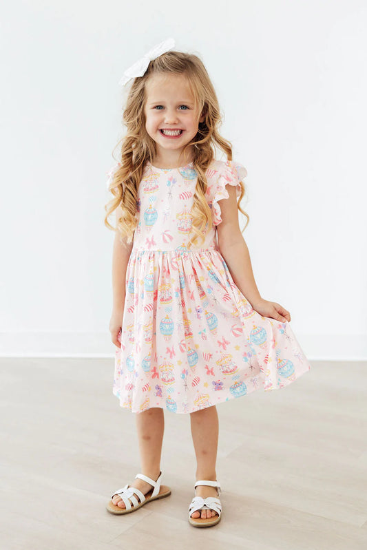 Off to the Circus Flutter Sleeve Twirl Dress by Mila & Rose
