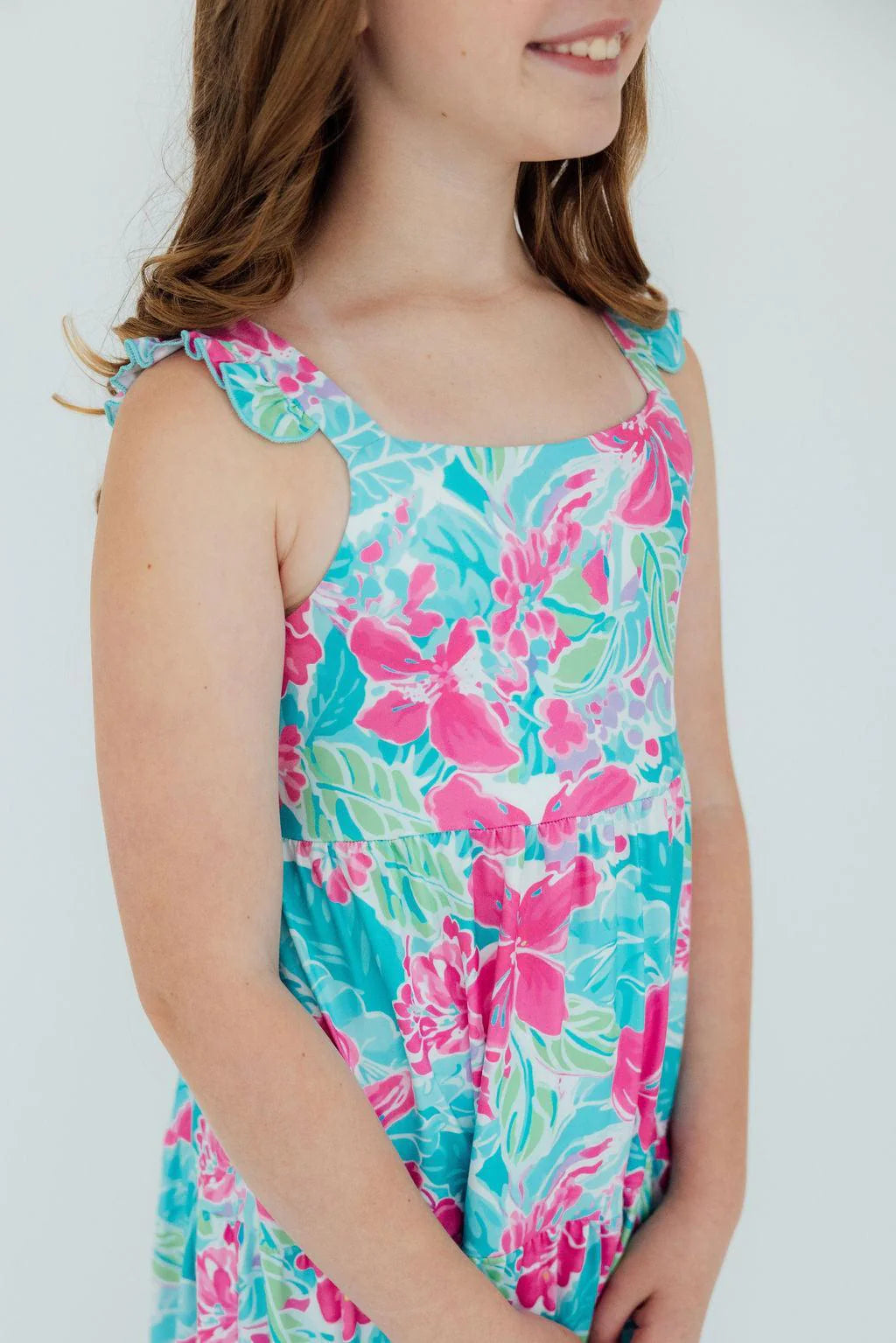 Tropical Punch Ruffle Maxi Dress by Mila & Rose