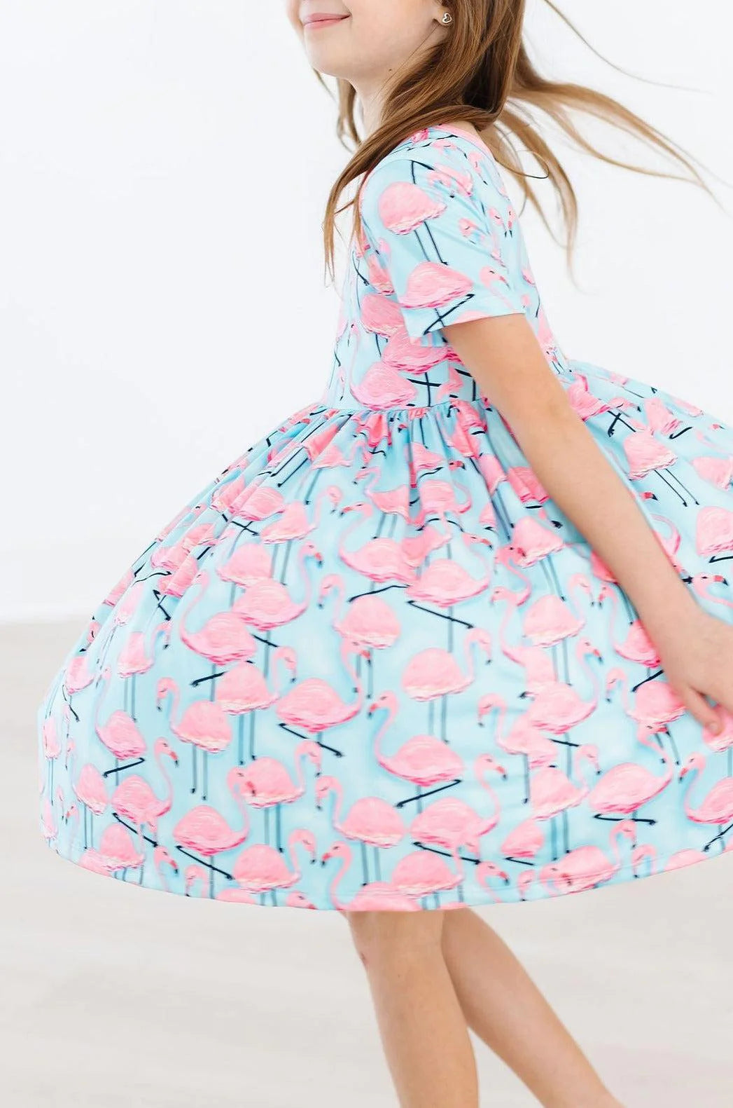 Pretty in Pink Flamingos Twirl Dress by Mila & Rose