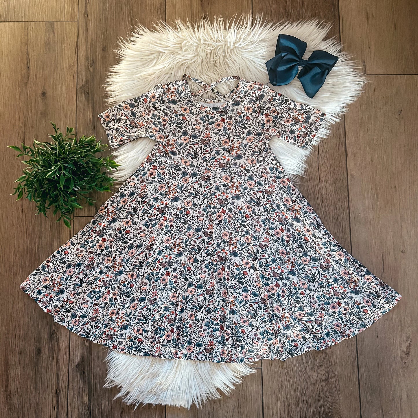 Muted Floral Twirl Dress by Landrie Lou