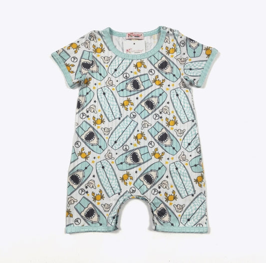 Shark Surf Infant Romper by Clover Cottage