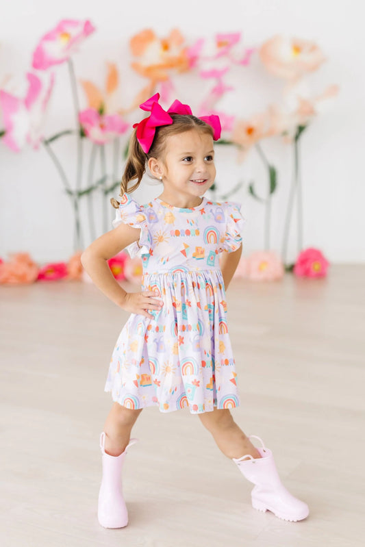 Rainy Day Flutter Sleeve Twirl Dress by Mila & Rose