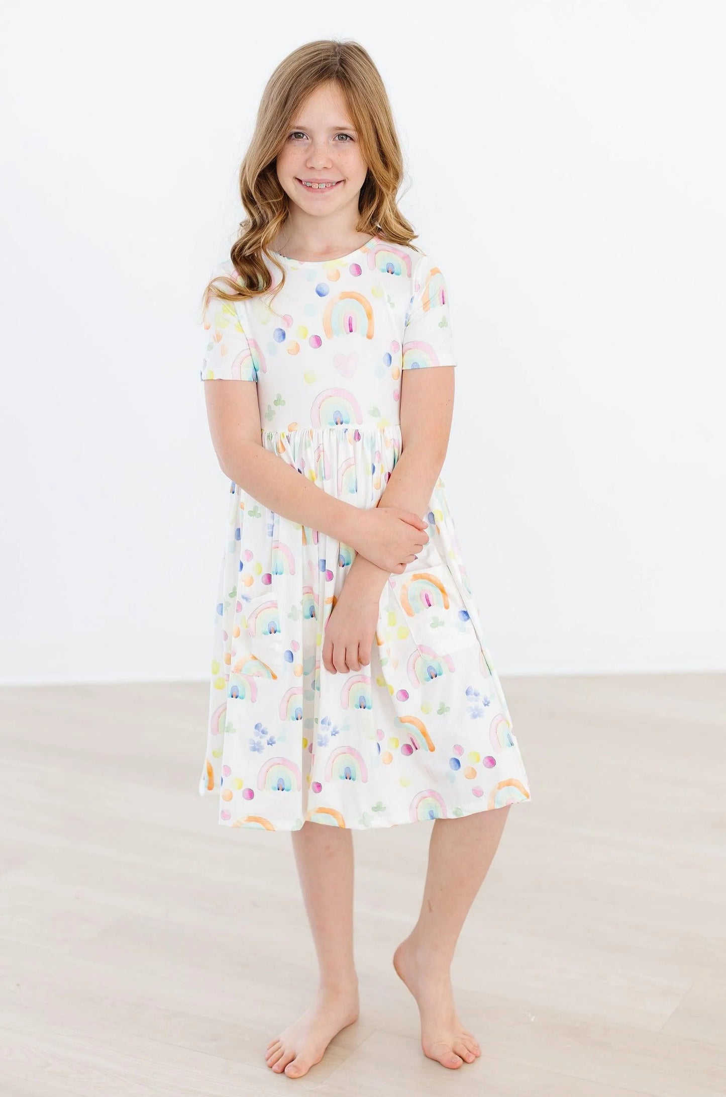 Watercolor Rainbows Pocket Twirl Dress by Mila & Rose