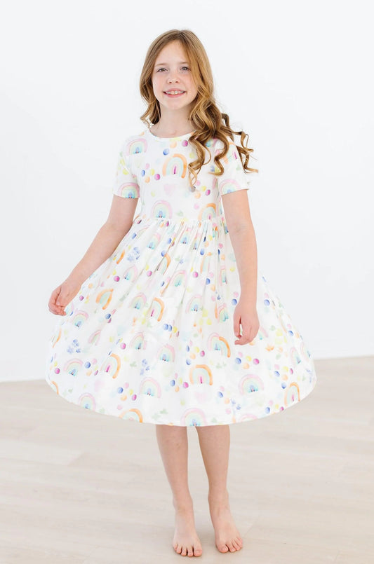 Watercolor Rainbows Pocket Twirl Dress by Mila & Rose