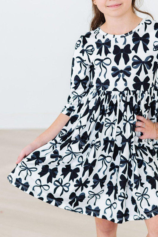 Perfectly Tied 3/4 Sleeve Pocket Twirl Dress by Mila & Rose