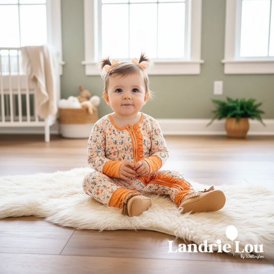Faith in Bloom Zip & Play Romper by Landrie Lou