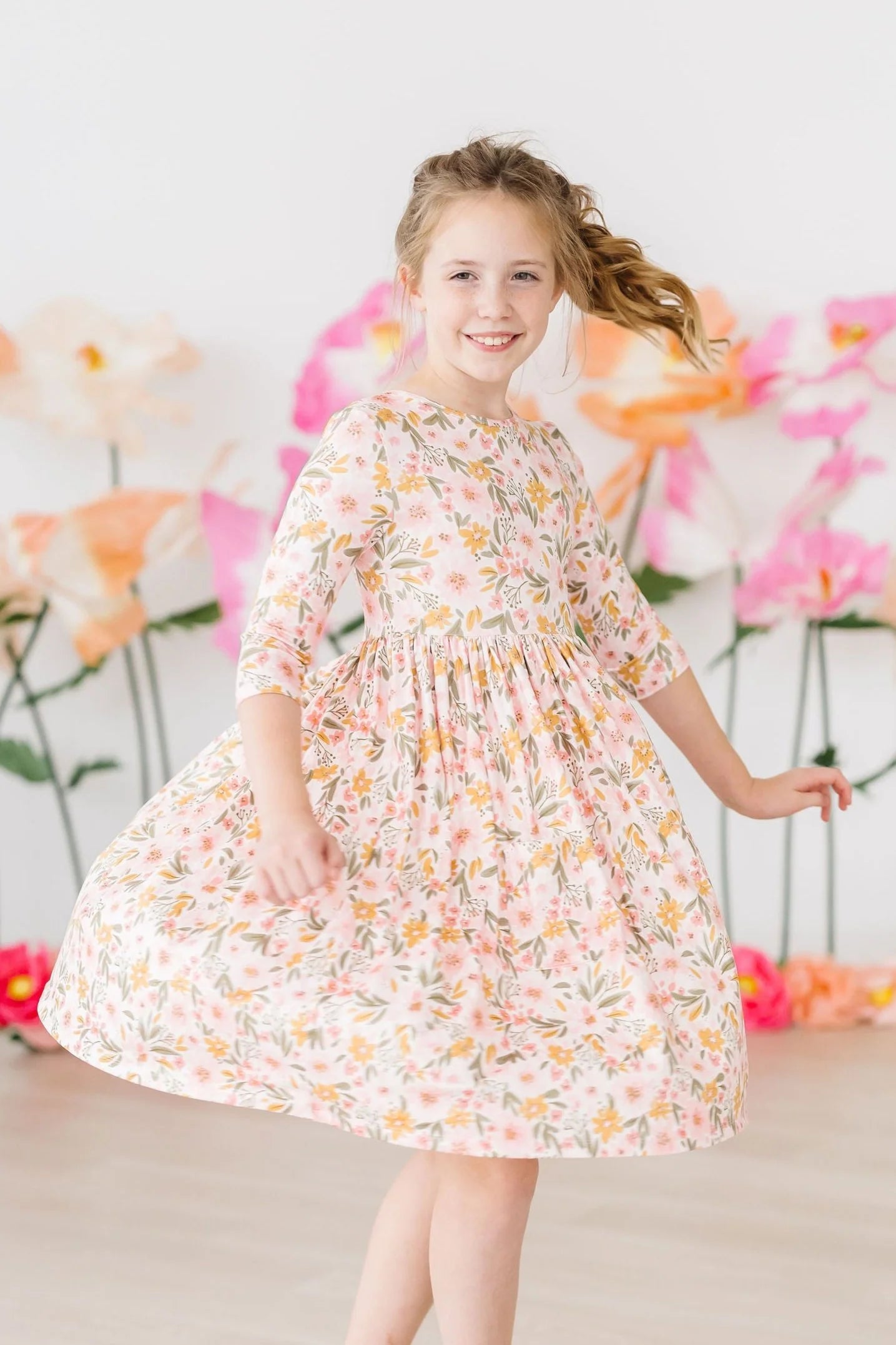 Pretty Peachy Twirl Dress by Mila & Rose