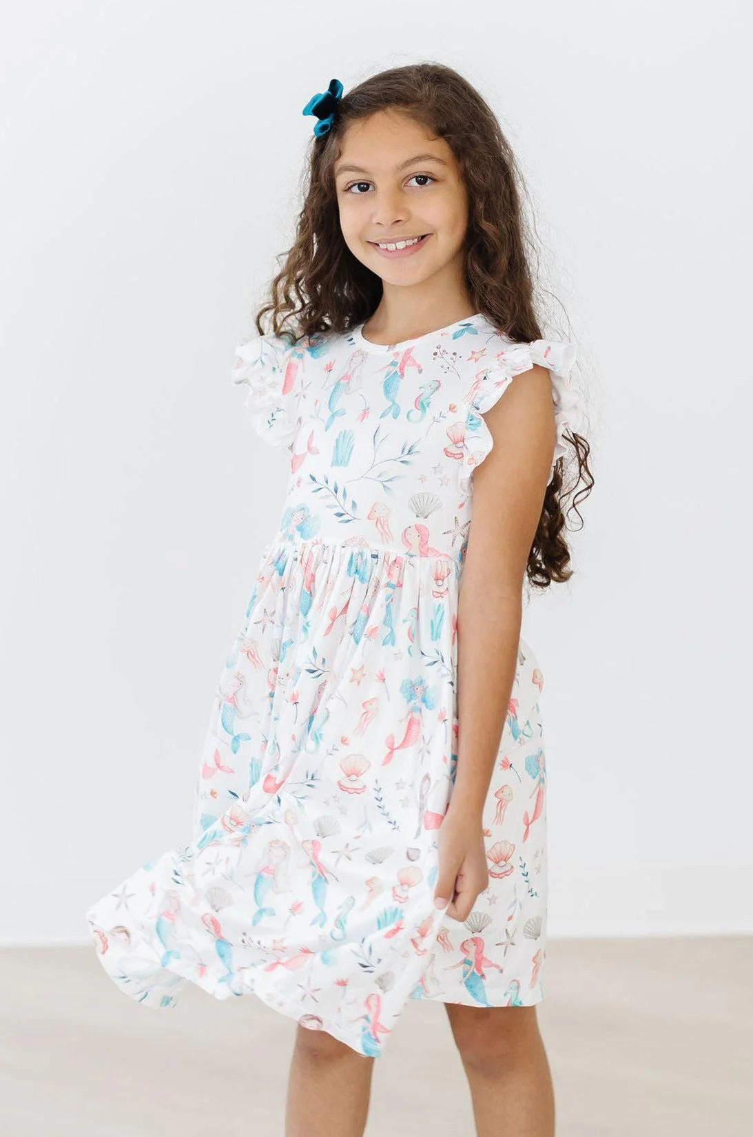 Mermaid Friends Flutter Sleeve Twirl Dress by Mila & Rose