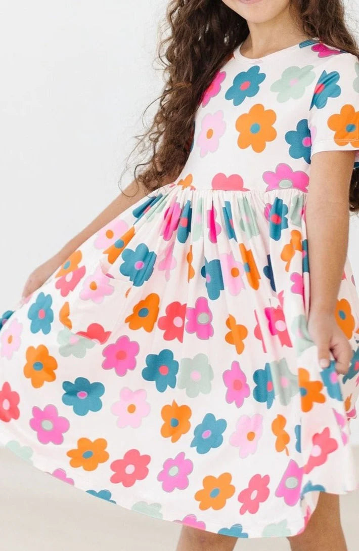 Retro Floral Pocket Twirl Dress by Mila & Rose