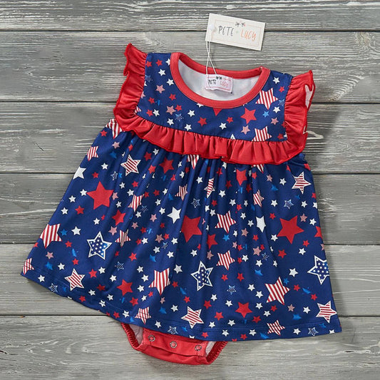 (Preorder) Star Spangled Girl’s Infant Romper by Pete + Lucy