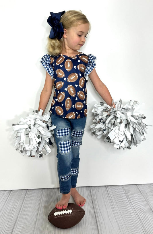 Gingham Football Set (Navy) by Clover Cottage