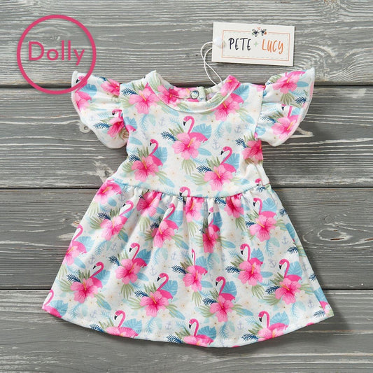 Pink Plumes & Blooms Doll Dress by Pete + Lucy