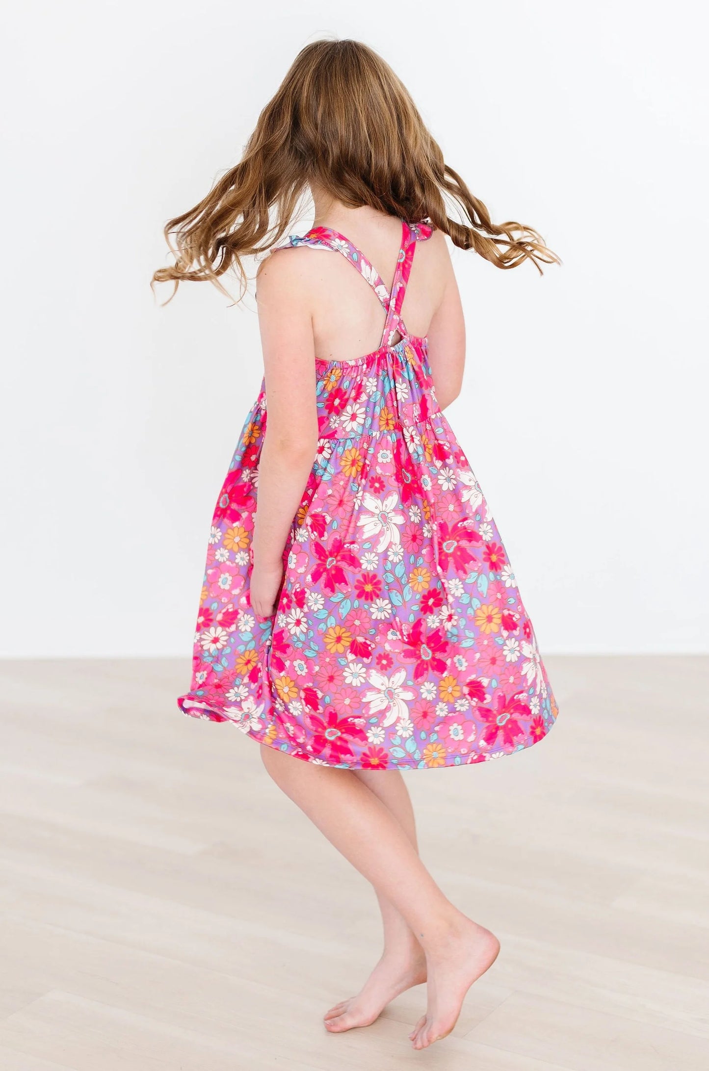 Hawaiian Ruffle Cross Back Dress by Mila & Rose