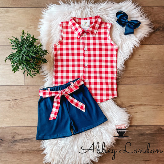 (Preorder) Americana Gingham Short Set by TwoCan
