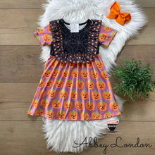 Load image into Gallery viewer, Happy Jack O’Lantern Dress by Wellie Kate
