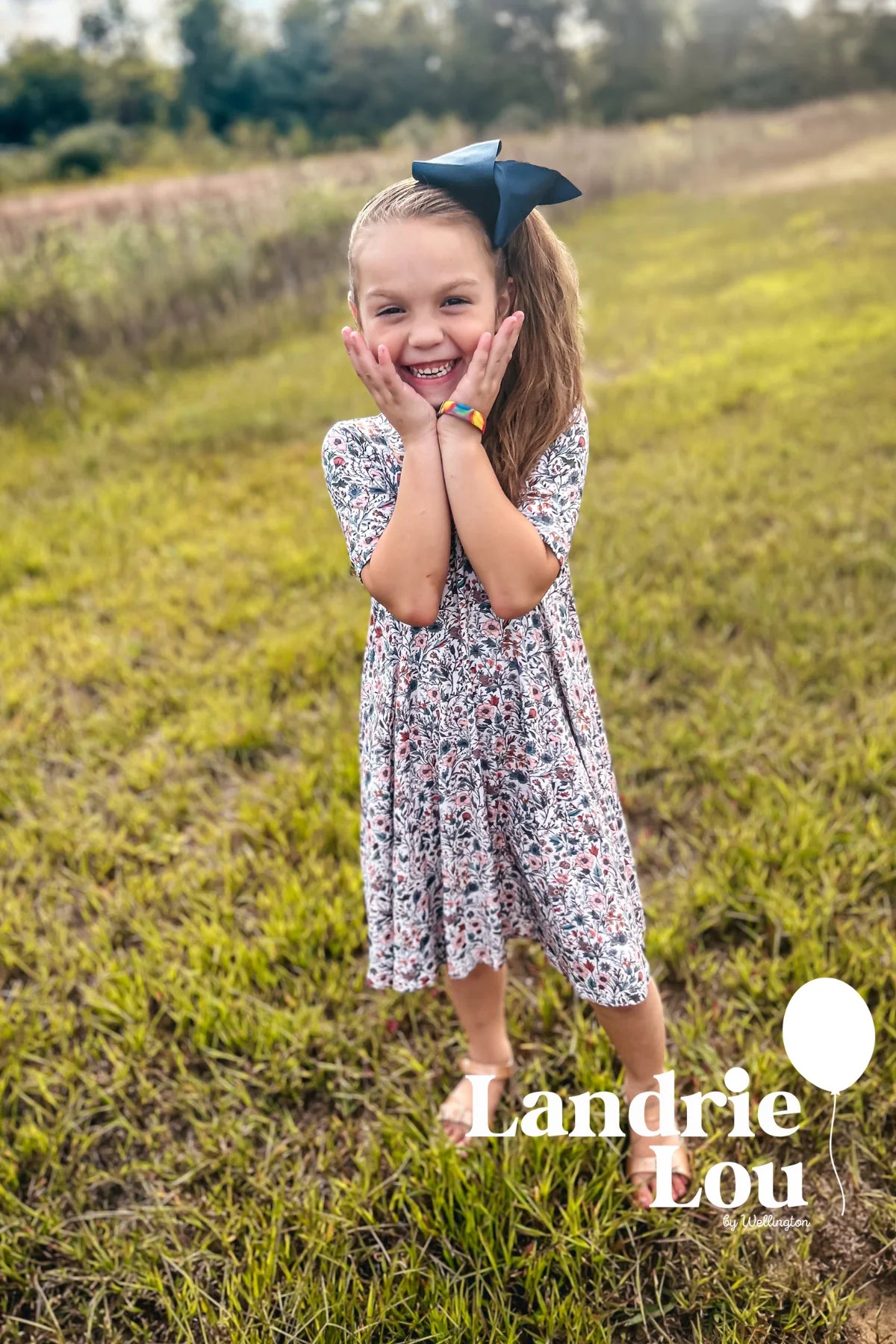 Muted Floral Twirl Dress by Landrie Lou