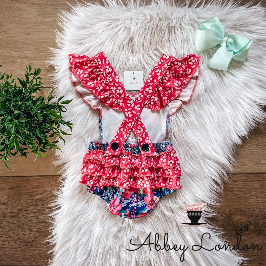 Summer Coral Infant Romper by Wellie Kate