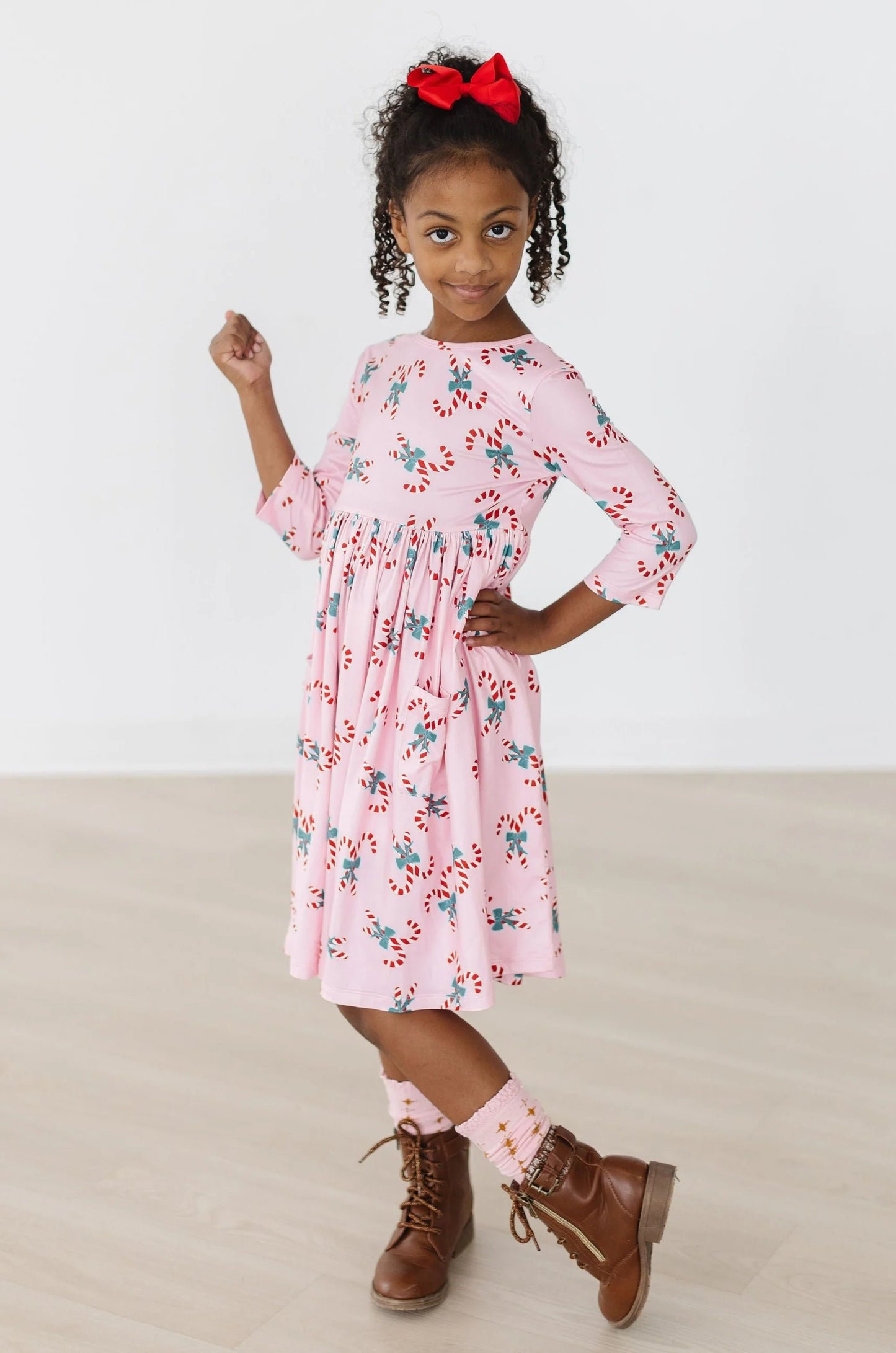 Candy Cane Cutie Pocket Twirl Dress by Mila & Rose