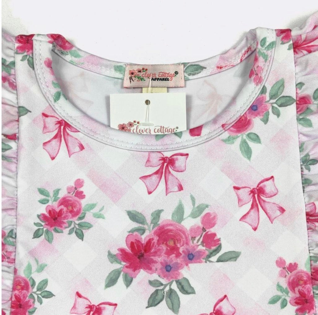Floral Pink Lattice Dress by Clover Cottage