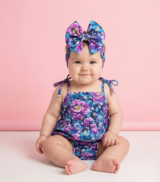 (Preorder) Electric Peonies Infant Romper by Pete + Lucy