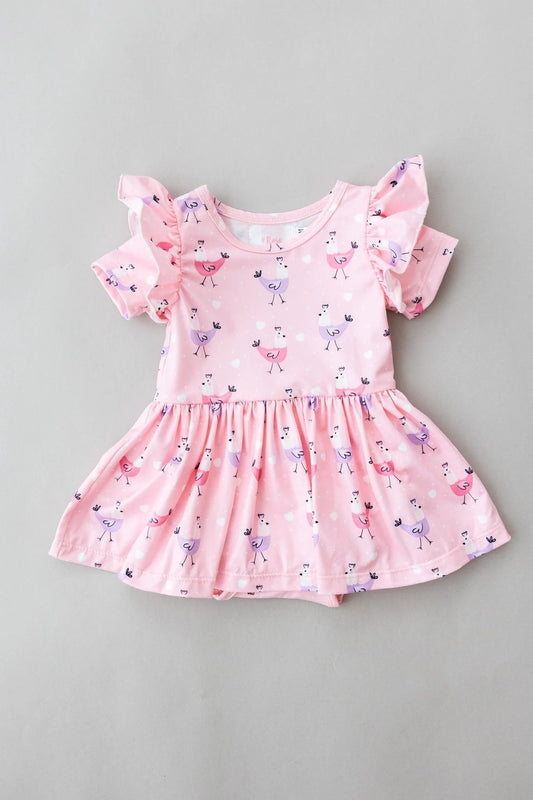 Pink Chicks Twirl Bodysuit by Mila & Rose