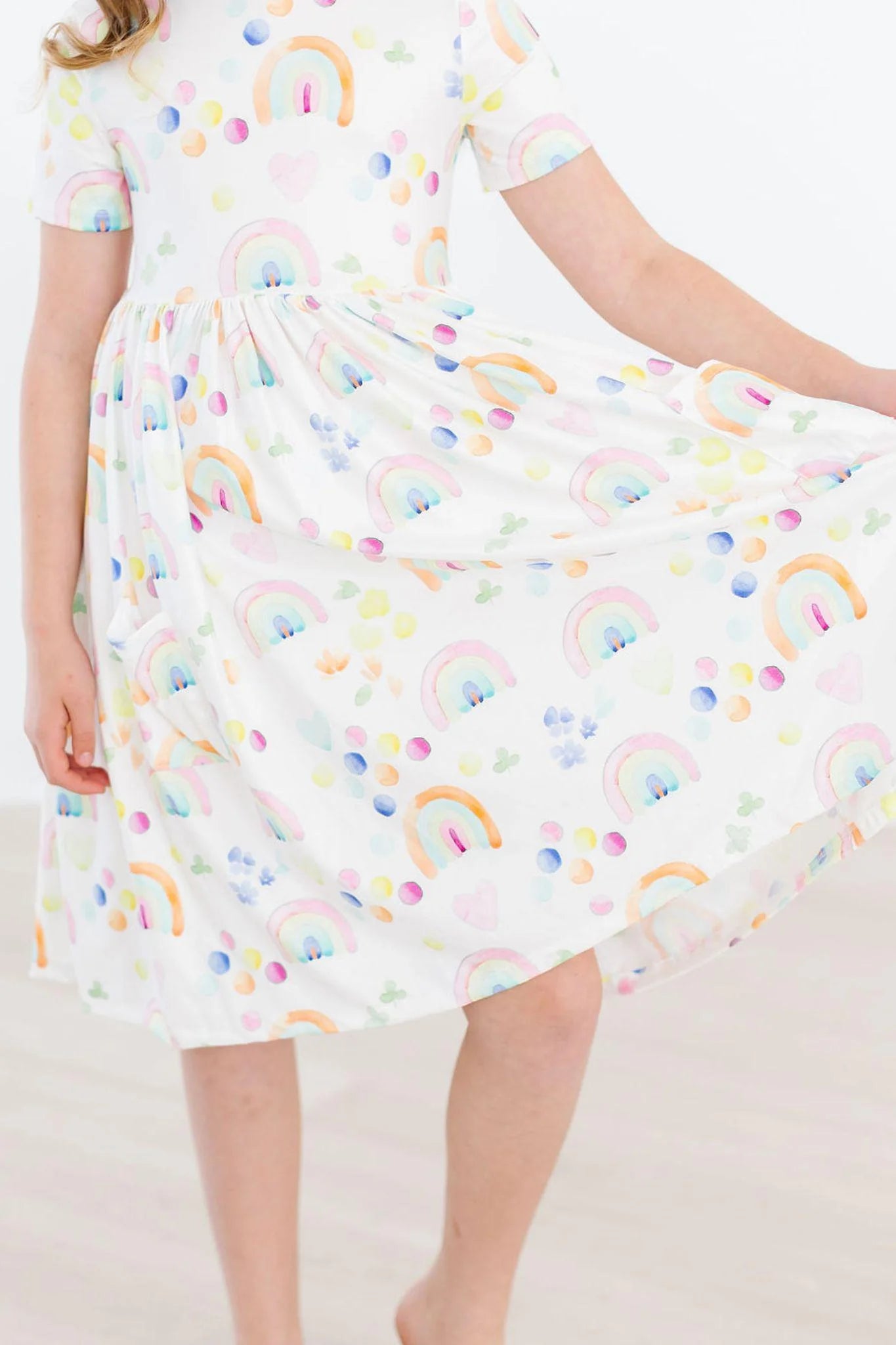 Watercolor Rainbows Pocket Twirl Dress by Mila & Rose