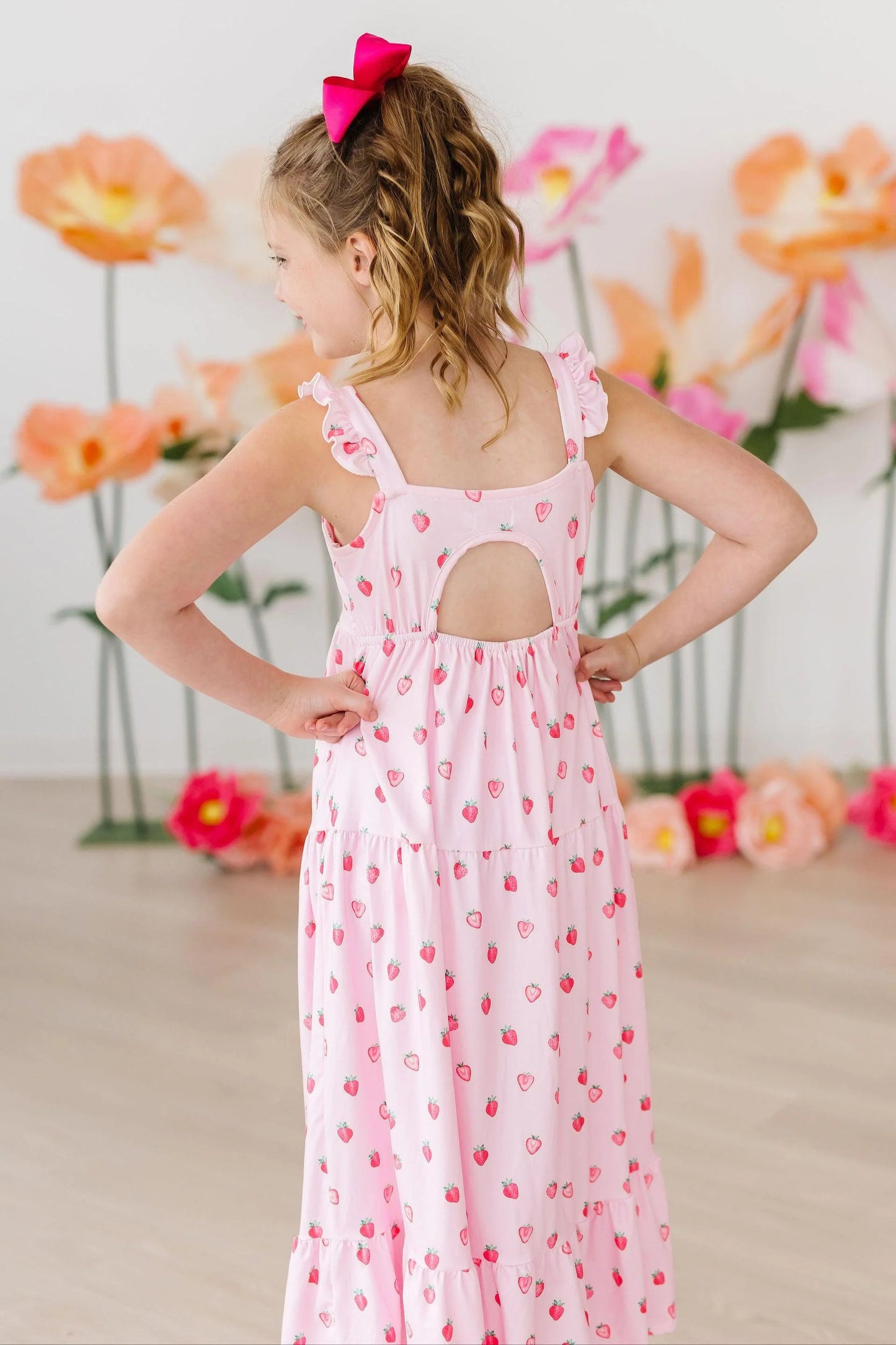 Sweet Strawberries Ruffle Maxi Dress by Mila & Rose