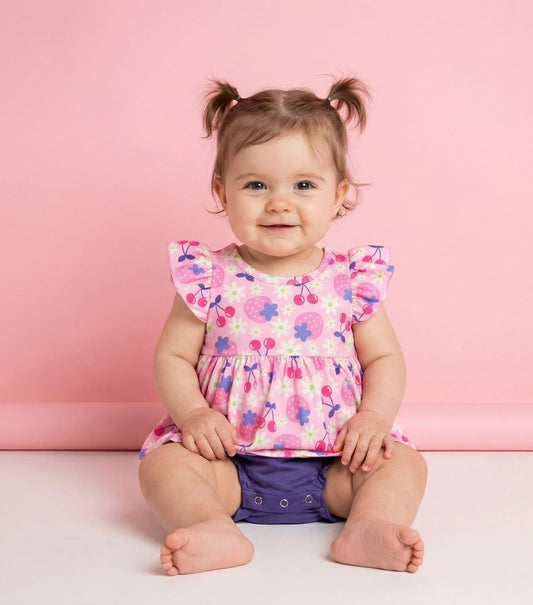 Cherry Berry Sweet Infant Romper by Pete + Lucy