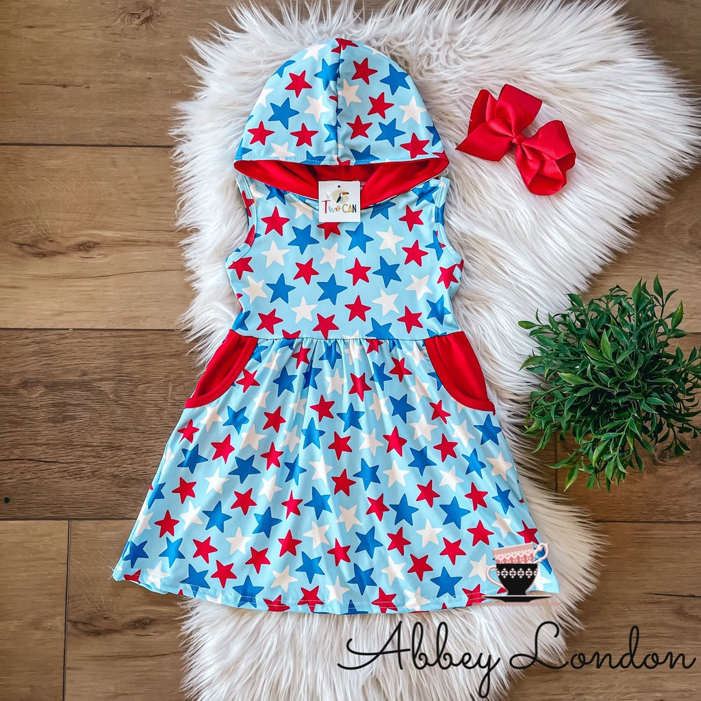 Americana Stars Hooded Dress by TwoCan