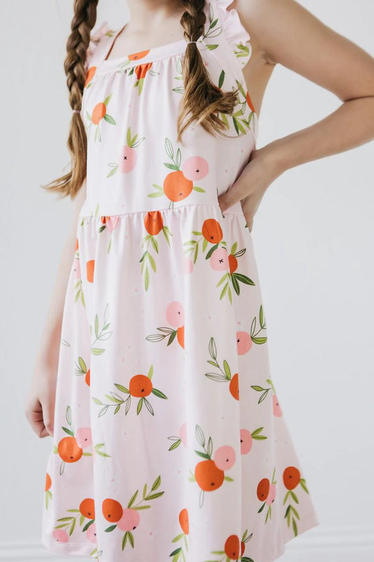 Tangerine Ruffle Cross Back Dress by Mila & Rose