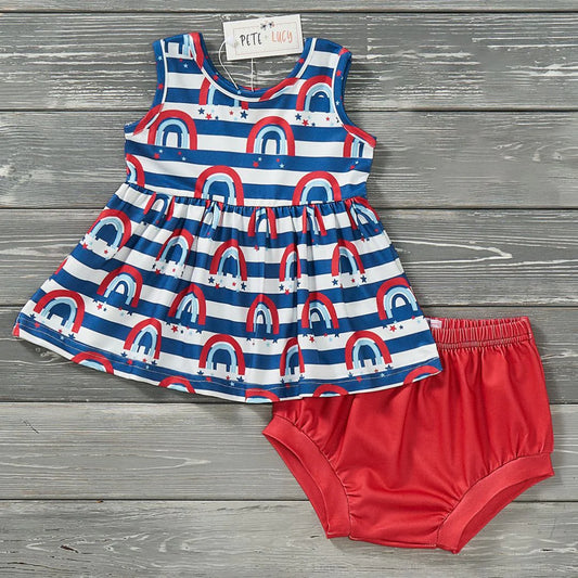 (Preorder) Red, White, & Rainbows Bummie Set by Pete + Lucy