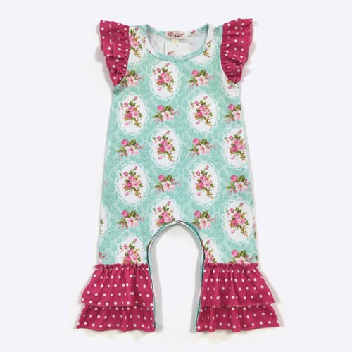 Aqua Bouquet Infant Romper by Clover Cottage