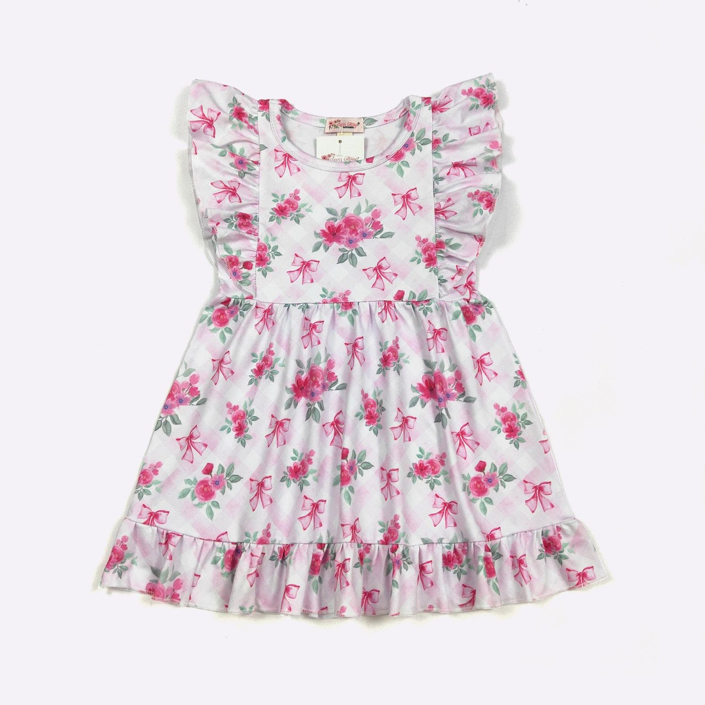 Floral Pink Lattice Dress by Clover Cottage