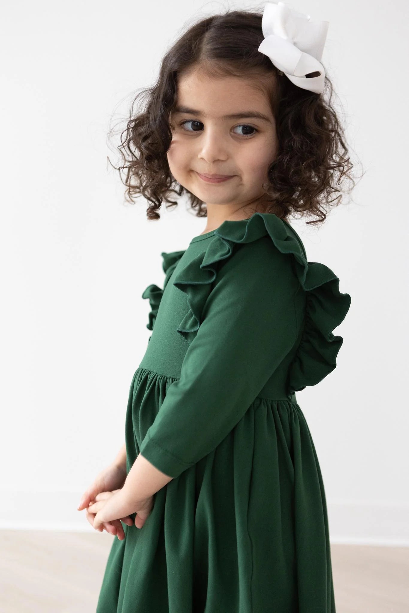 Spruce Ruffle Twirl Dress by Mila & Rose