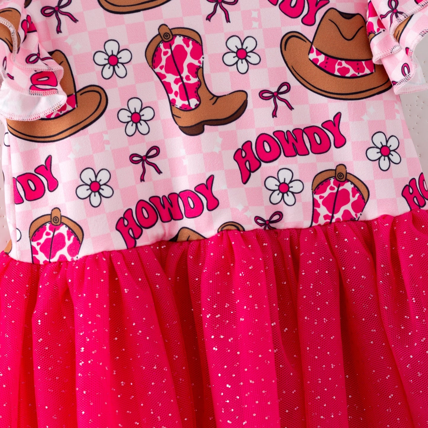 Hot Pink Howdy Tulle Dress by Clover Cottage