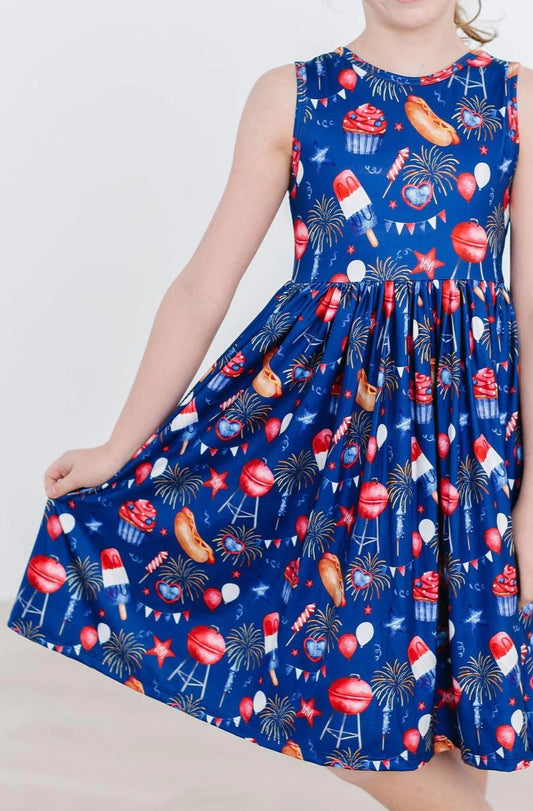 You Look Like the 4th of July Tank Pocket Twirl Dress by Mila & Rose