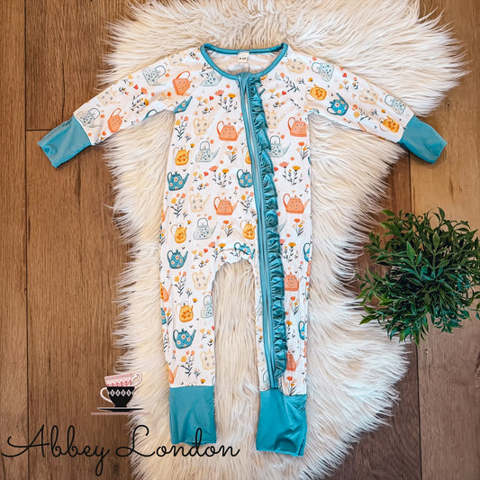Teapot Zip & Play Romper by Landrie Lou