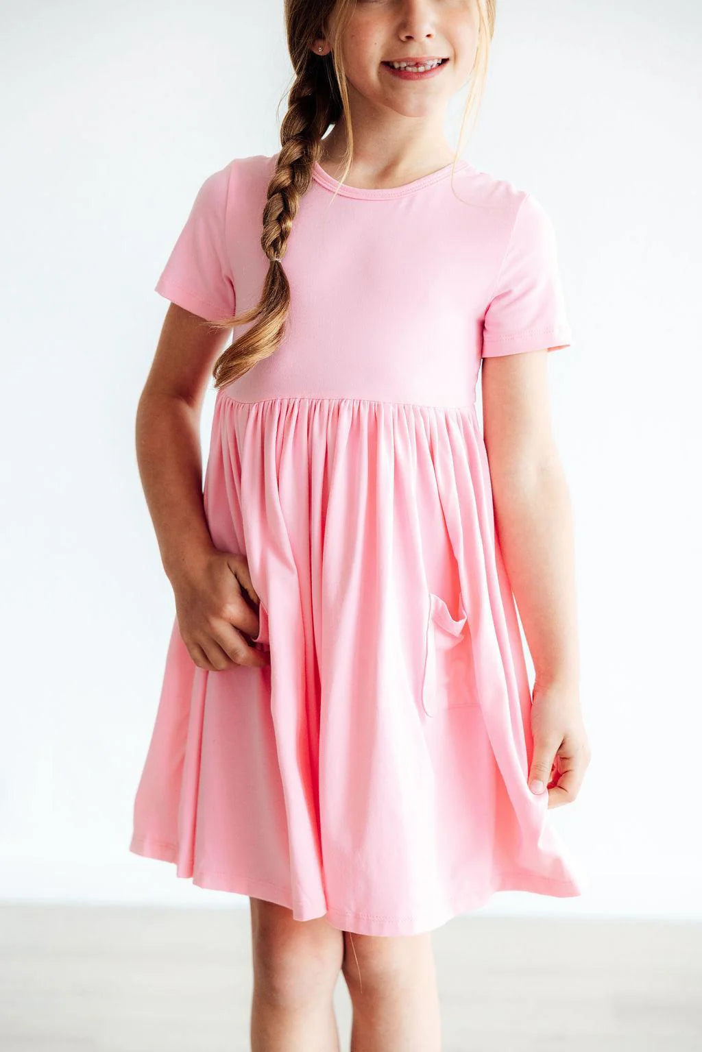 Bubblegum Pink Pocket Twirl Dress by Mila & Rose