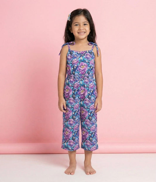 (Preorder) Electric Peonies Girl’s Jumpsuit by Pete + Lucy