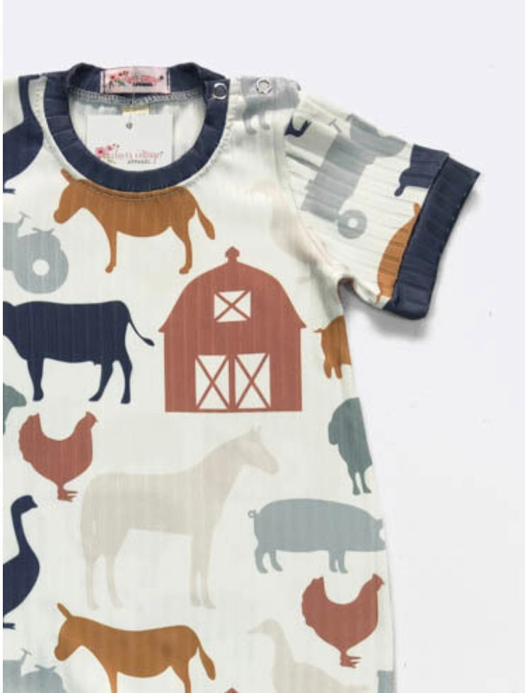 Donkey Farm Infant Romper by Clover Cottage