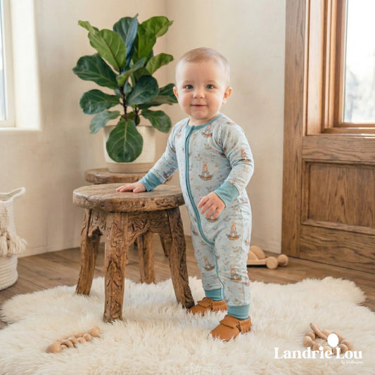 Vintage Bunny Zip & Play Romper by Landrie Lou
