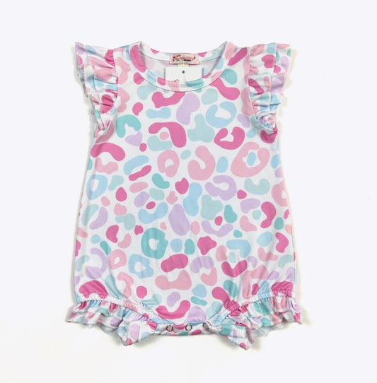 Pink Leo Sprinkles Baby Summer Romper by Clover Cottage