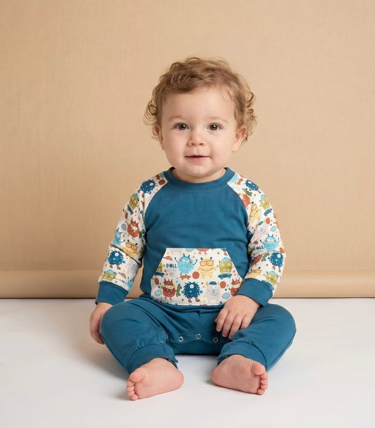 (Preorder) Monster Crew Infant Romper by Pete + Lucy