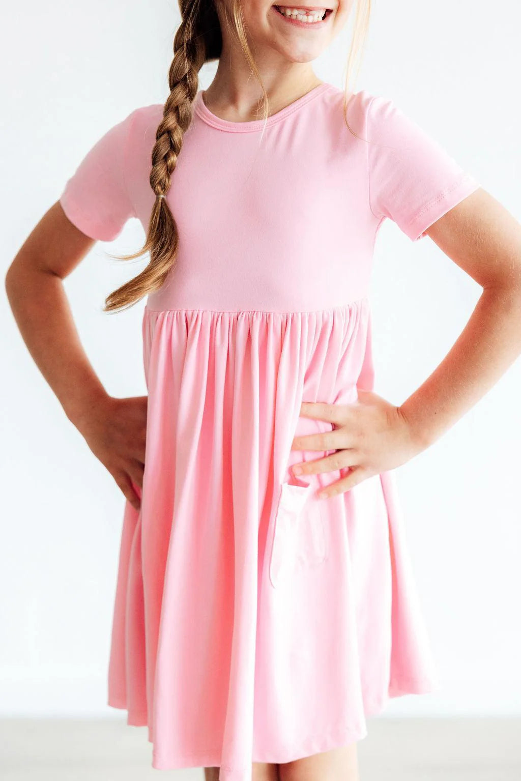 Bubblegum Pink Pocket Twirl Dress by Mila & Rose
