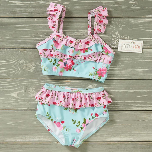 Vintage Floral Two Piece Swim by Pete + Lucy