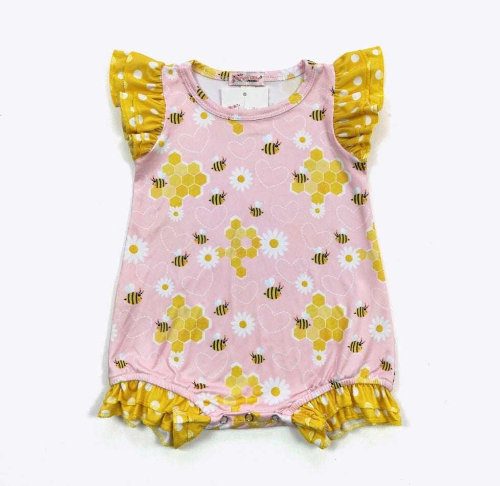 Honeycomb Baby Summer Romper by Clover Cottage