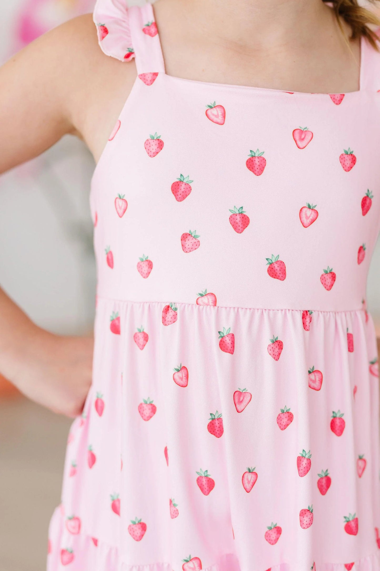 Sweet Strawberries Ruffle Maxi Dress by Mila & Rose