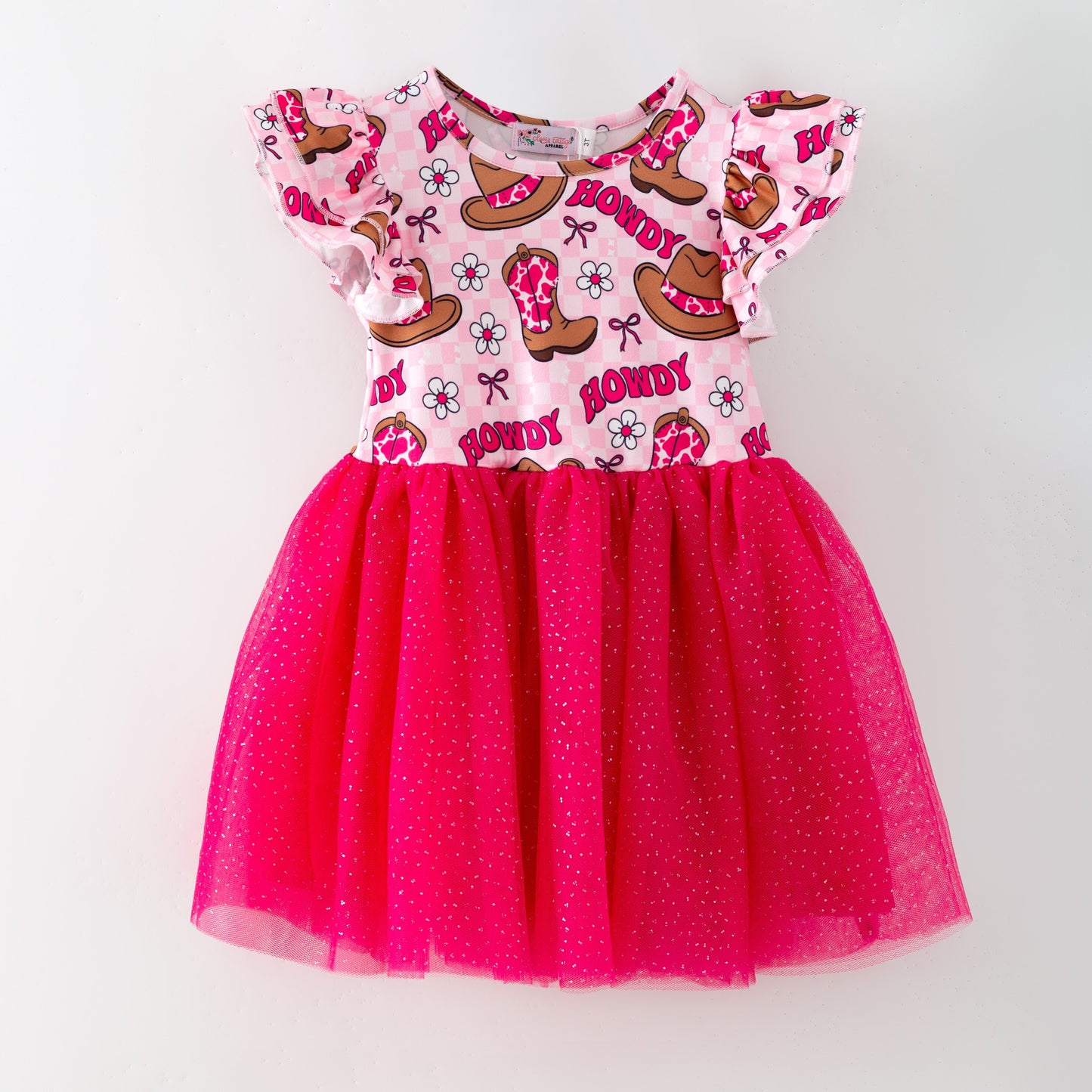 Hot Pink Howdy Tulle Dress by Clover Cottage