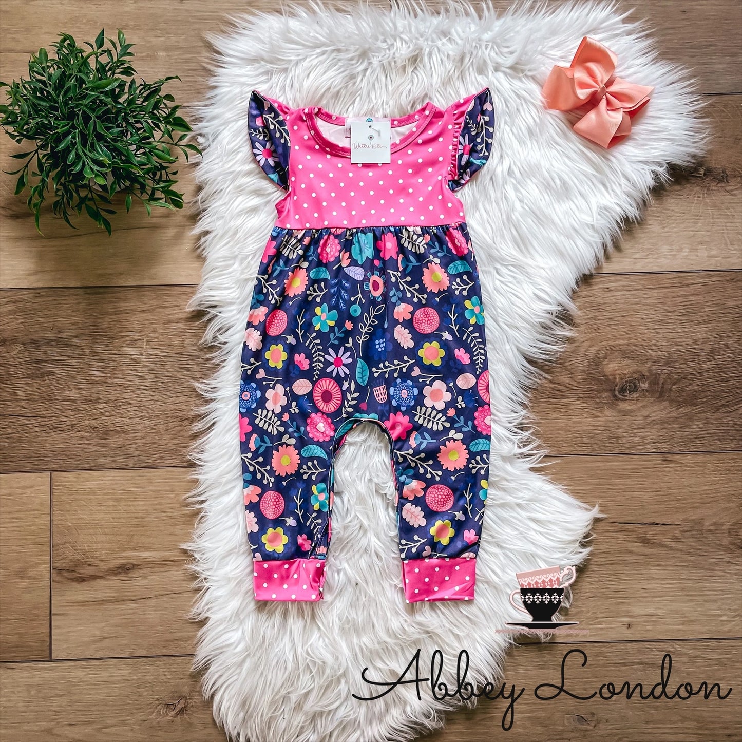 Bright Spring Floral Infant Romper by Wellie Kate