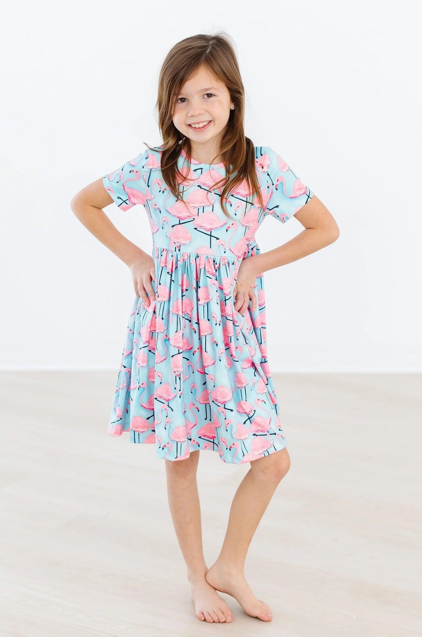 Pretty in Pink Flamingos Twirl Dress by Mila & Rose